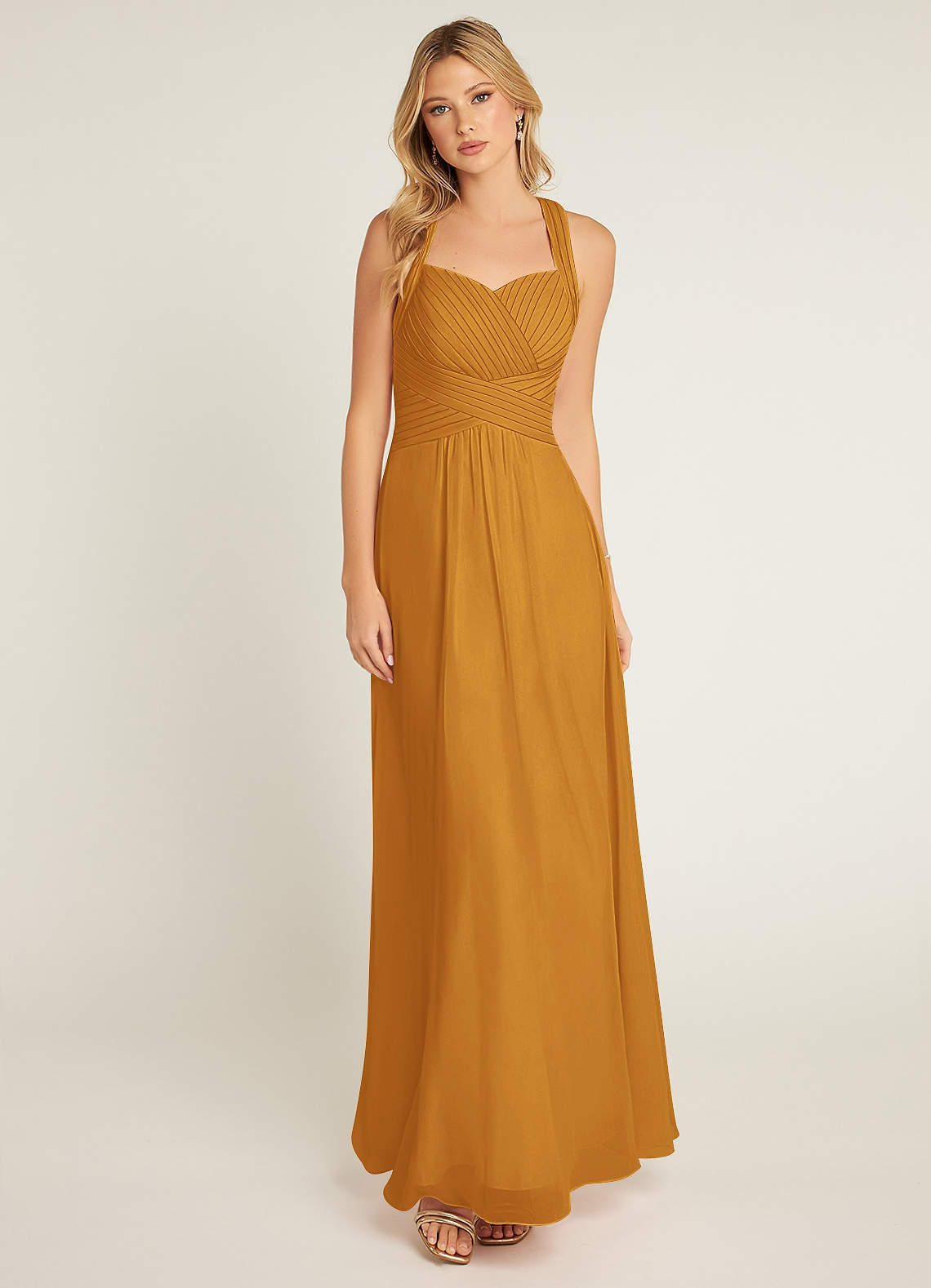 Azazie Claudia Bridesmaid Dresses Butterscotch A-Line Sweetheart Neckline Chiffon Dress image1