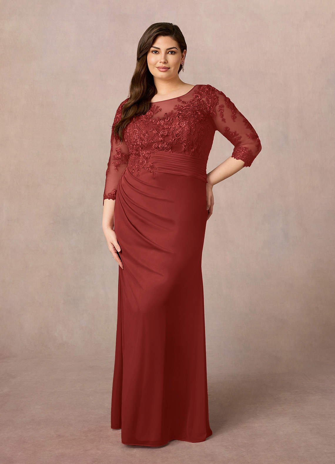 Azazie Fatemah Mother of the Bride Dresses Rust Mermaid Scoop Lace Lace Dress image1