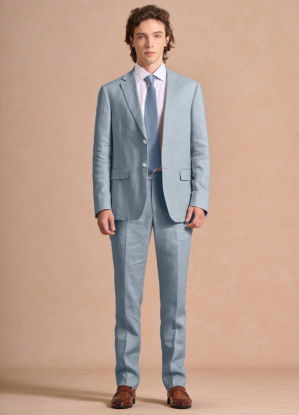 front Harrison Azul Polvoriento Traje 100% lino