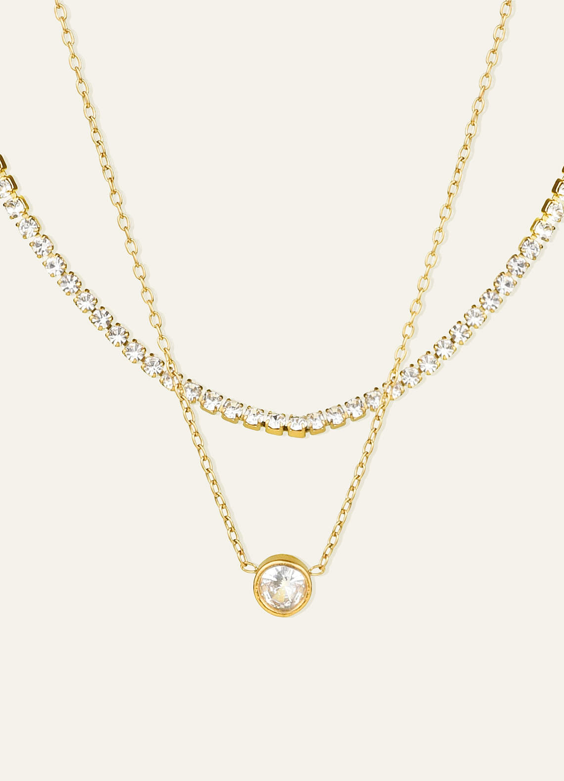 front Layered Tennis Pendant Necklace