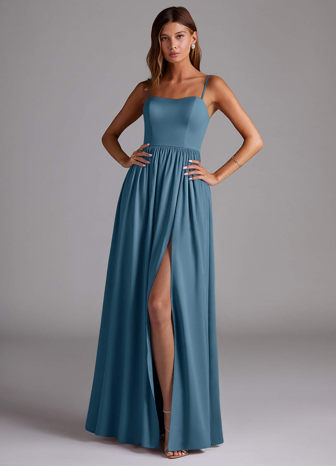 Azazie Calianna Bridesmaid Dresses Bermuda A-Line Off the Shoulder Stretch Satin Convertible Dress image1