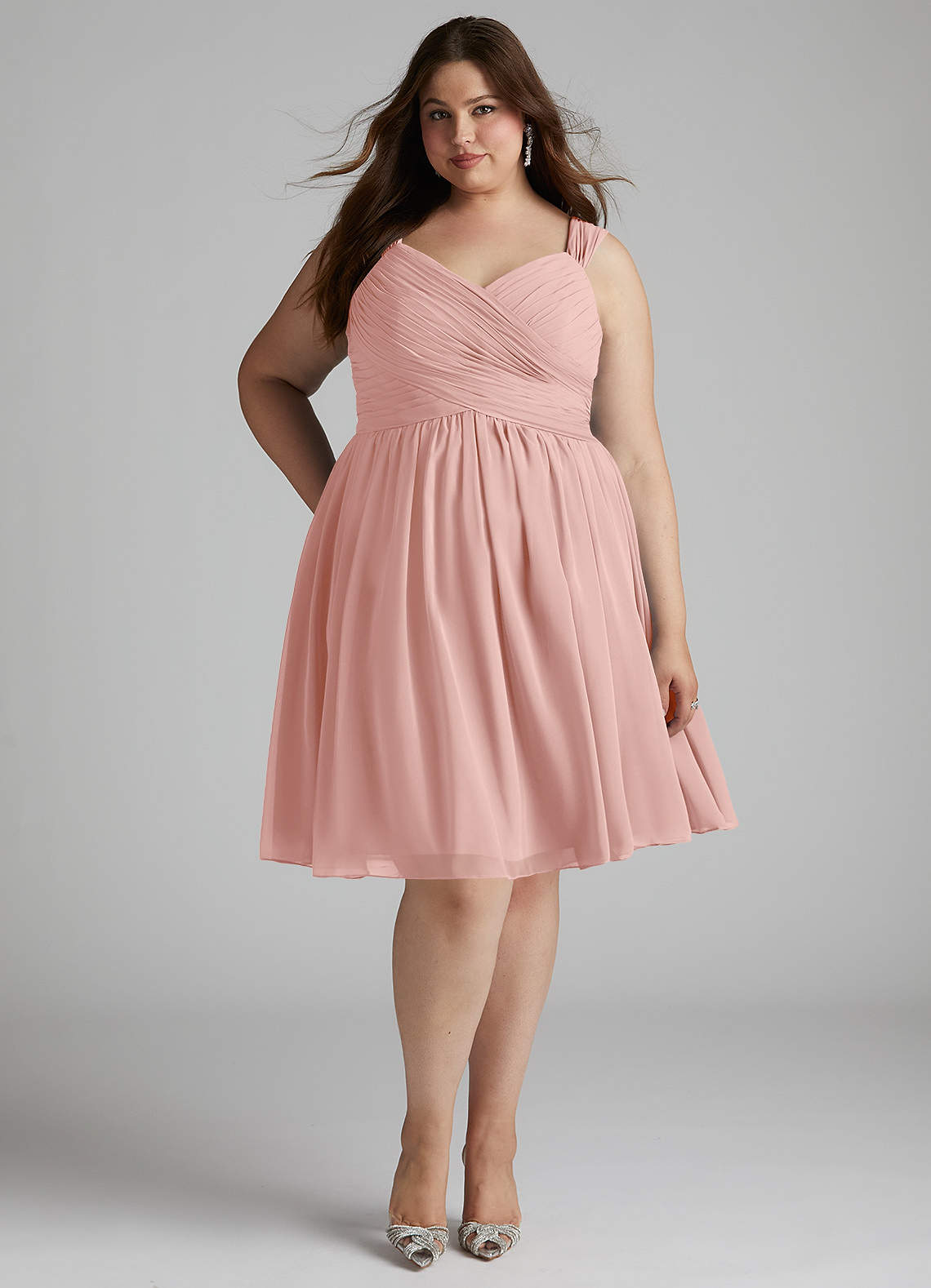 Azazie Angie Bridesmaid Dresses Rosette A-Line Corset Chiffon Dress image1