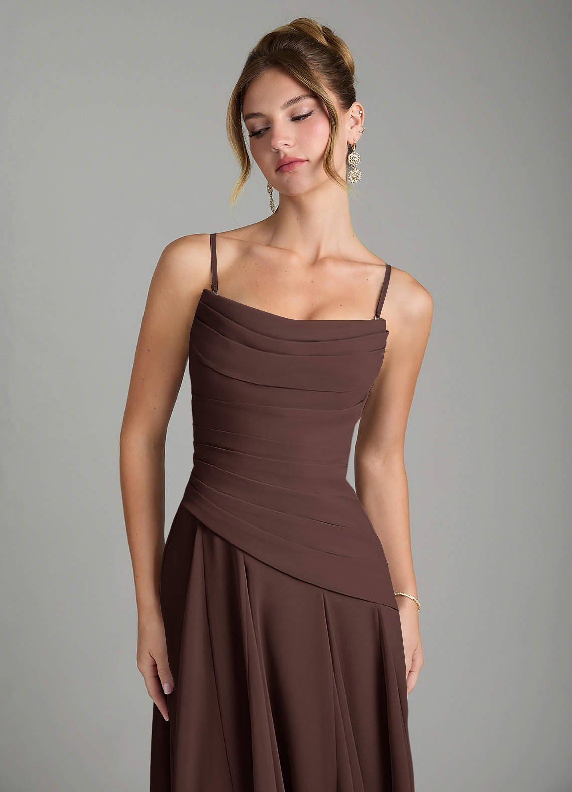 Azazie Gabriela Bridesmaid Dresses Ganache A-Line Corset Chiffon Dress image8