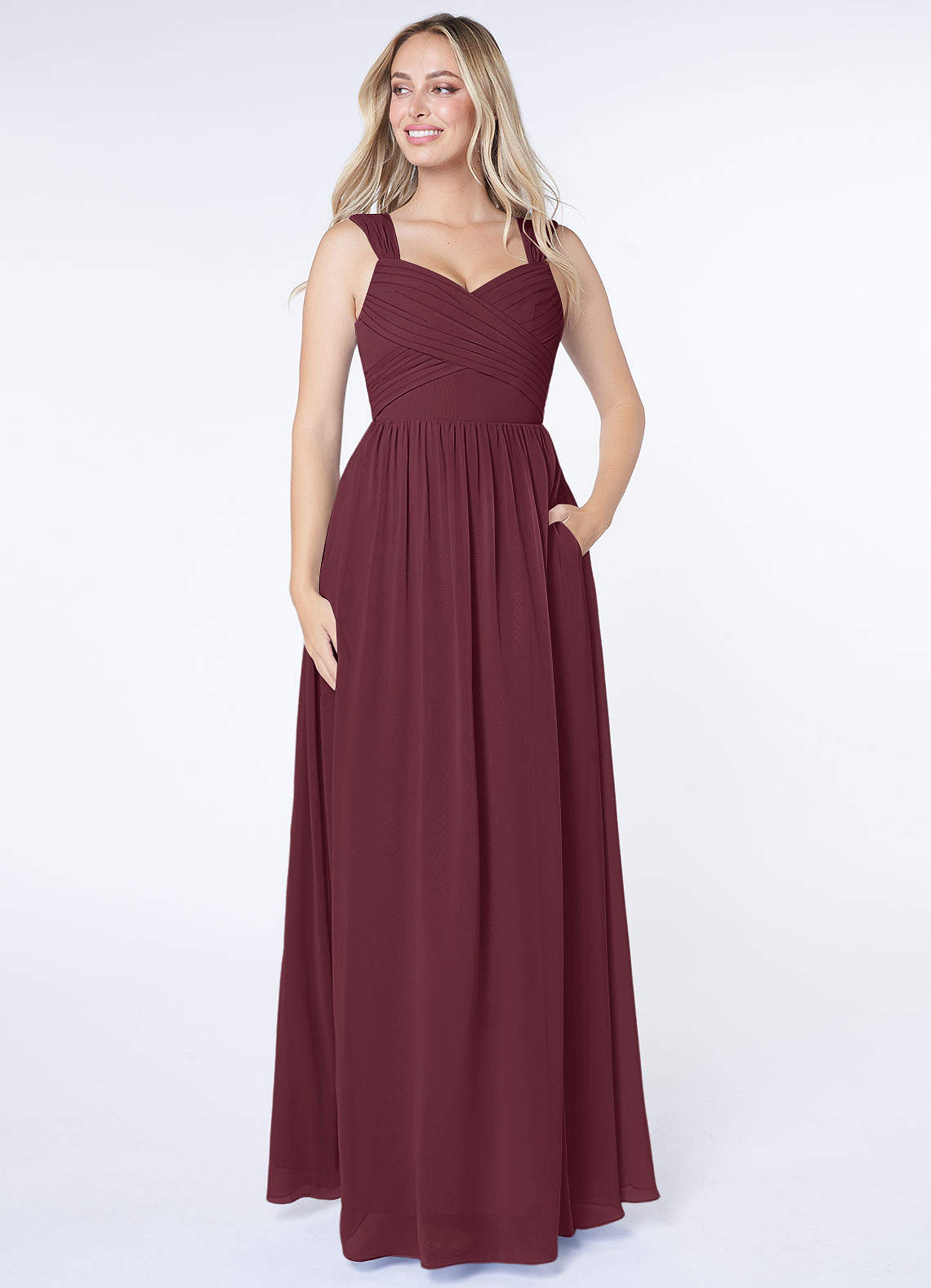 Azazie Raine Final Sale Matcha A-Line Sweetheart Ruched Chiffon Dress image1