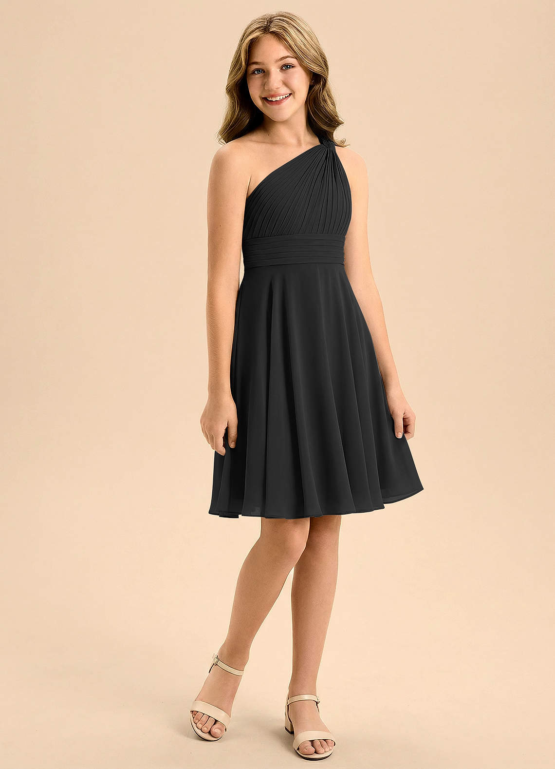 Azazie Charlize Junior Klä av A-Line i Chiffong Plisserad image2