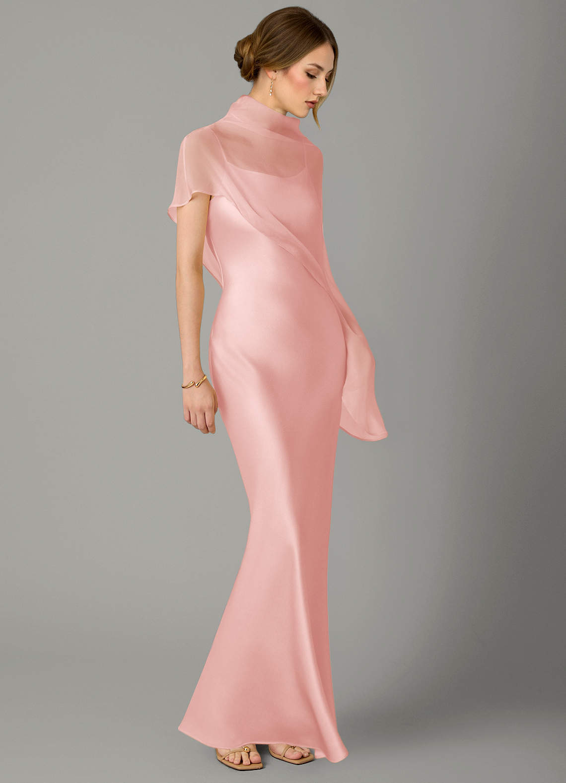 powder pink dresses for women Modest Powder Pink Evening Dress 52057PD