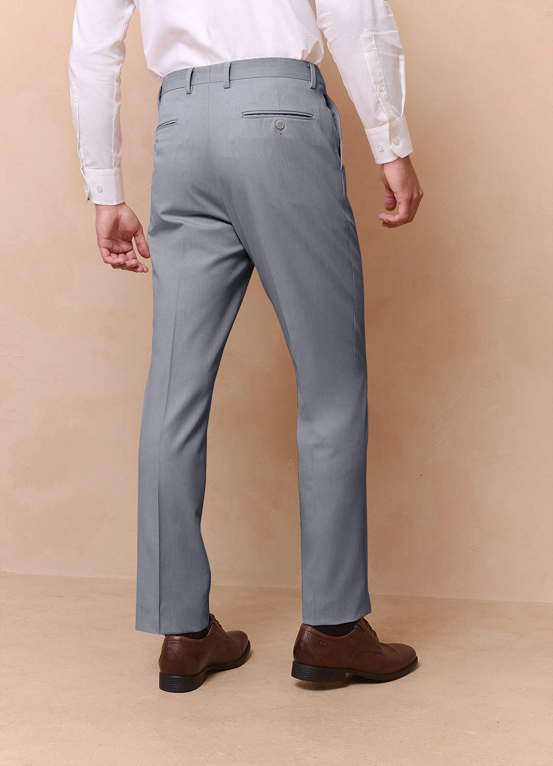 front Savile Grey Wool Blend Dress Pants