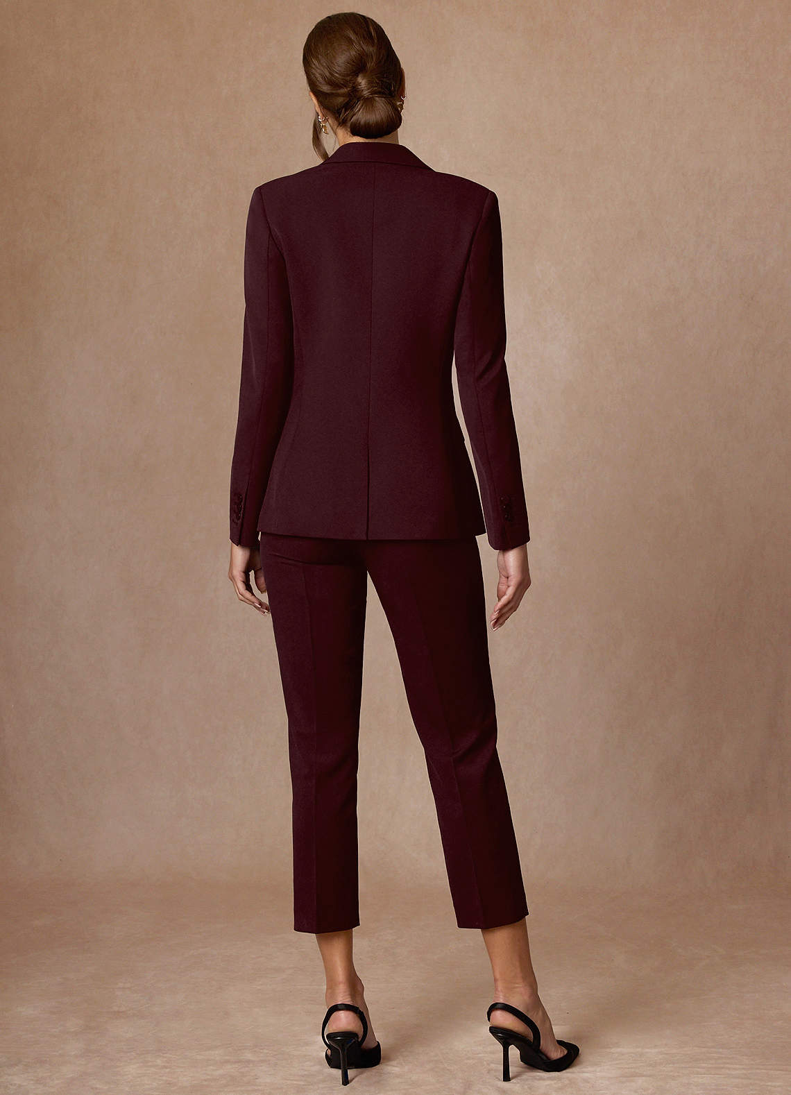 front Kennedy Cabernet Structured Stretch Pants Suit
