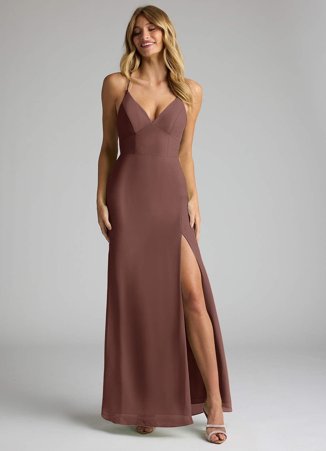 Azazie Becca Espresso Chiffon Bridesmaid Dresses | Azazie Azazie Becca Espresso Chiffon Bridesmaid Dresses | Azazie