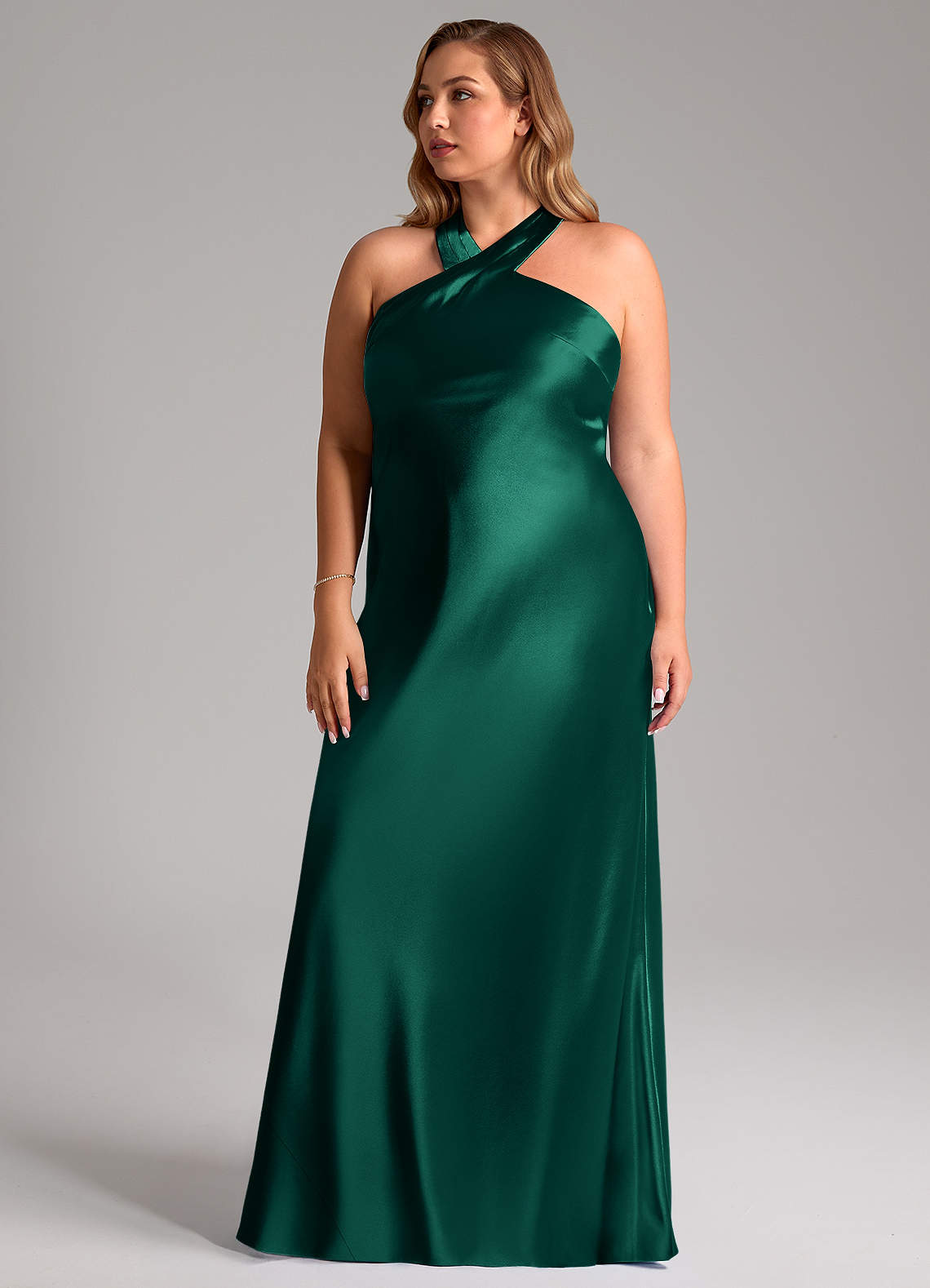 Azazie Doretta At-home Try On Dresses Espresso Mermaid Bow Metallic Satin Dress image11