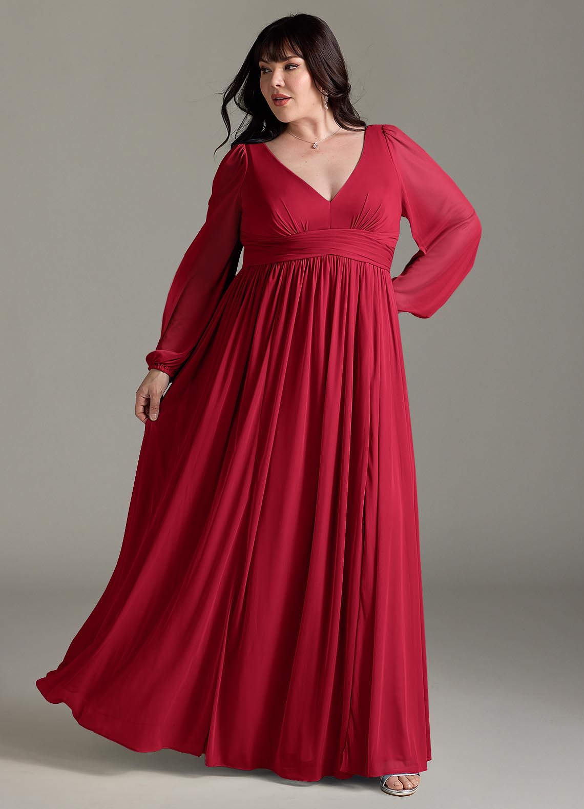 knee length dresses for ladies Rhinestone Mesh Pleated Plus Size Maxi Dress