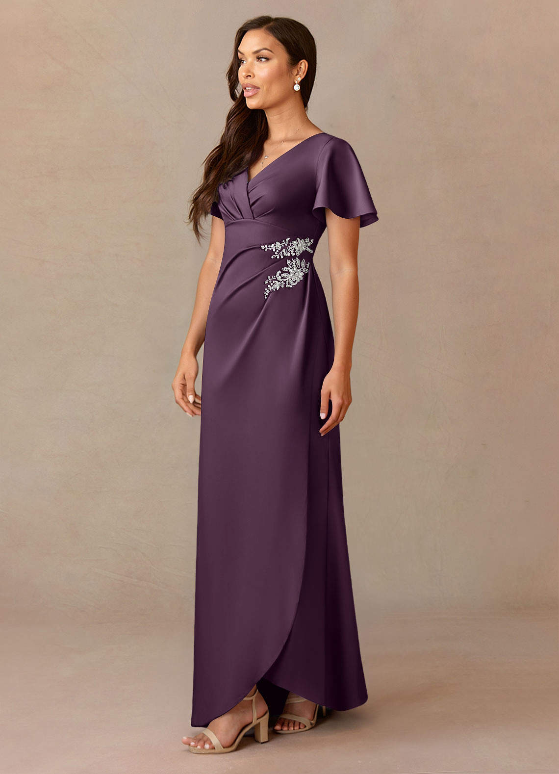 plum a line dress Azazie Robins