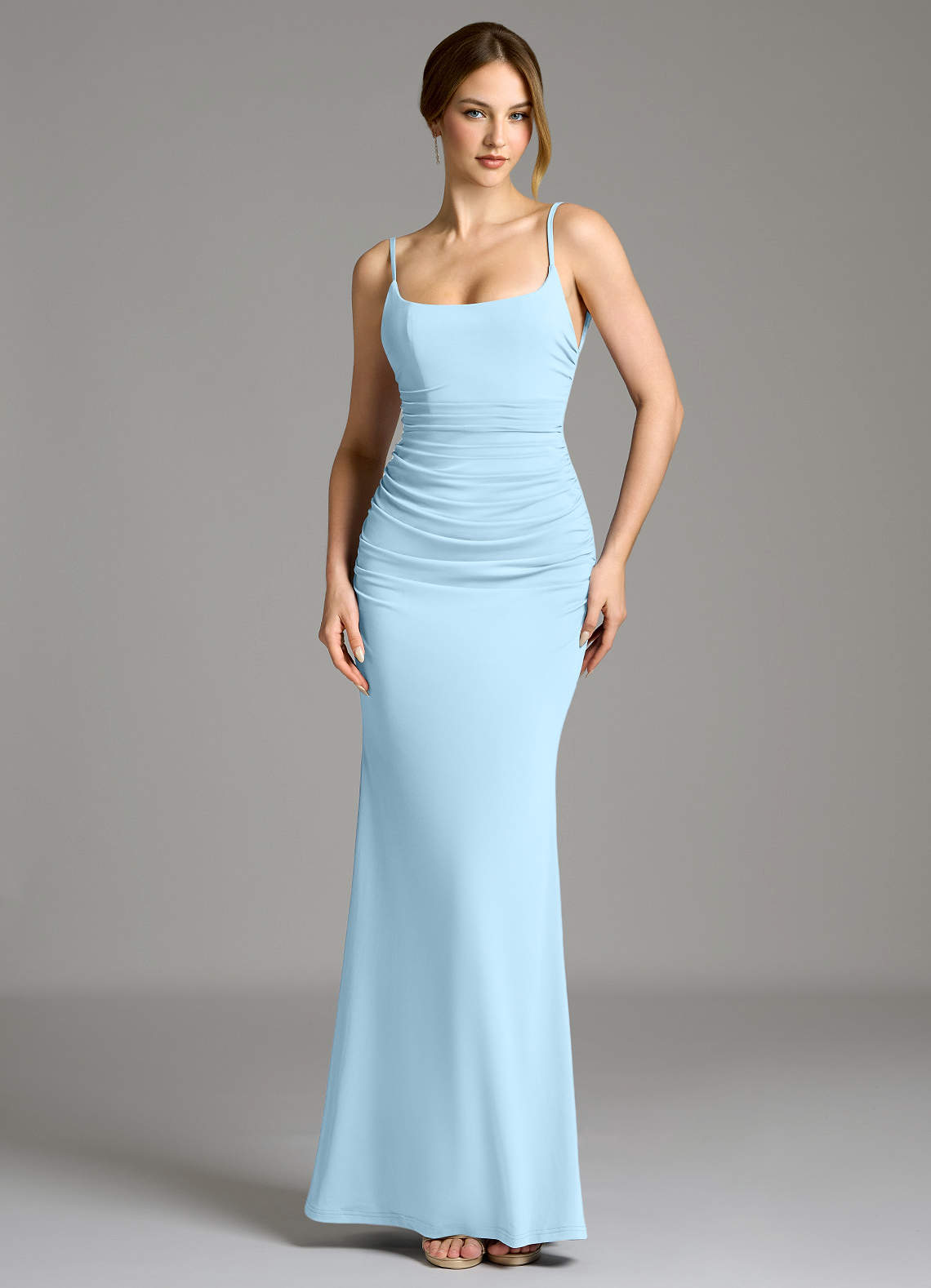 hello molly evening sun dress champagne Alex Evenings Women's Long Cowl Neck A Line Dress - Navy main image 1
