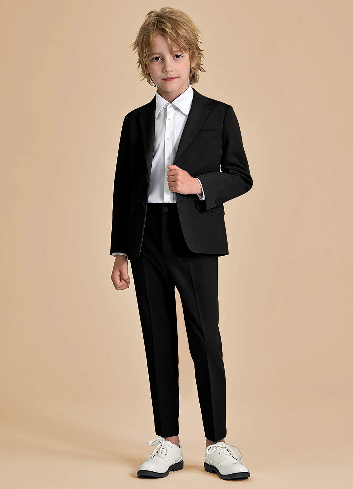 front Oliver Boys Black 2-Piece Suit