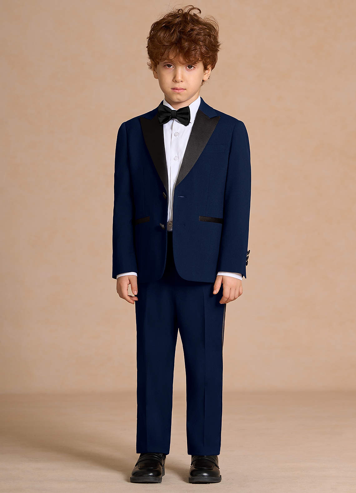 front Michael Navy Blue Boys Peak Lapel Tuxedos