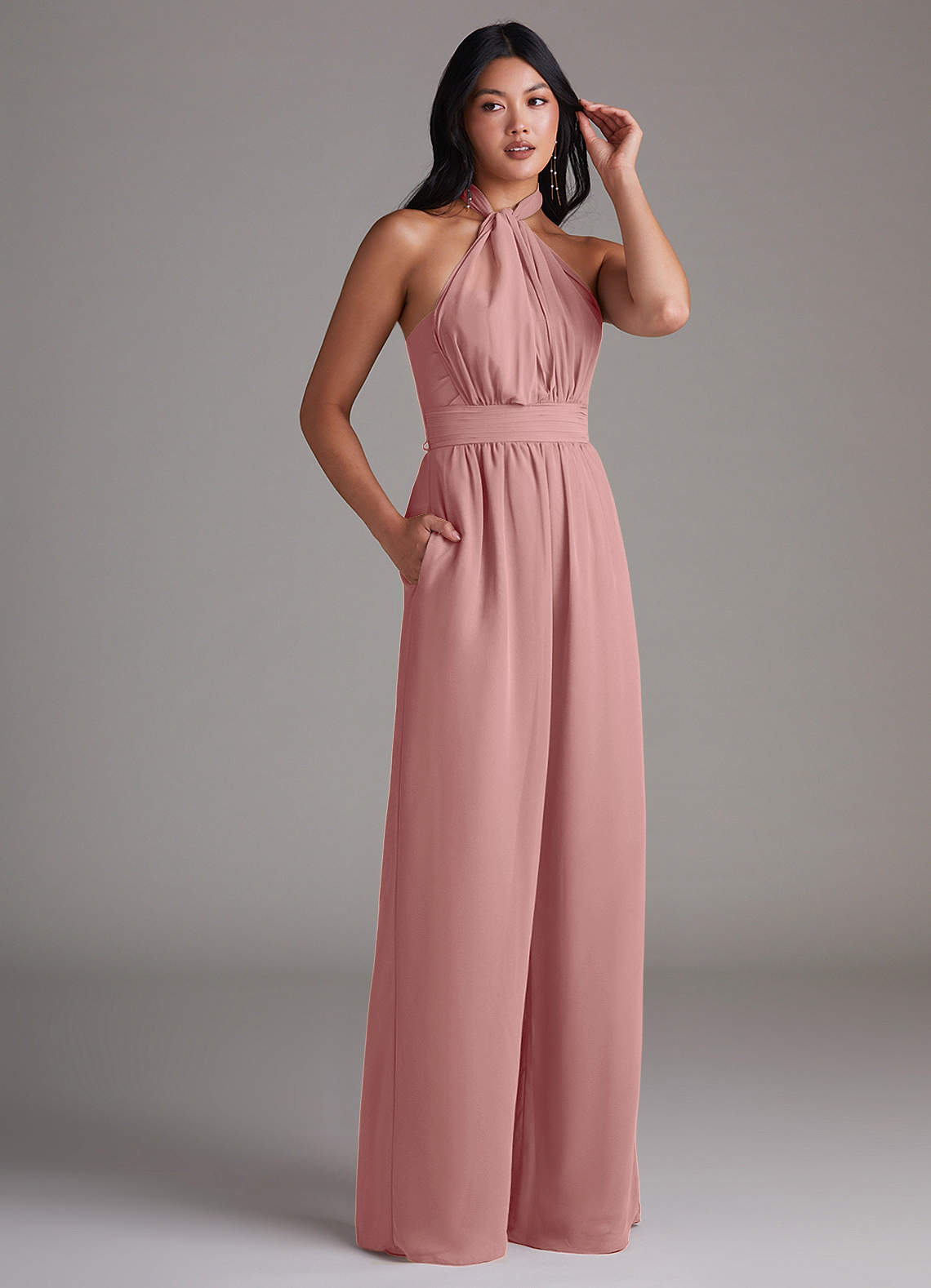 Azazie Jumpsuit Off The Shoulder Floor-Length Chiffon Bridesmaid Dresses - Dusty Rose Azazie Jumpsuit Off The Shoulder Floor-Length Chiffon Bridesmaid Dresses - Dusty Rose