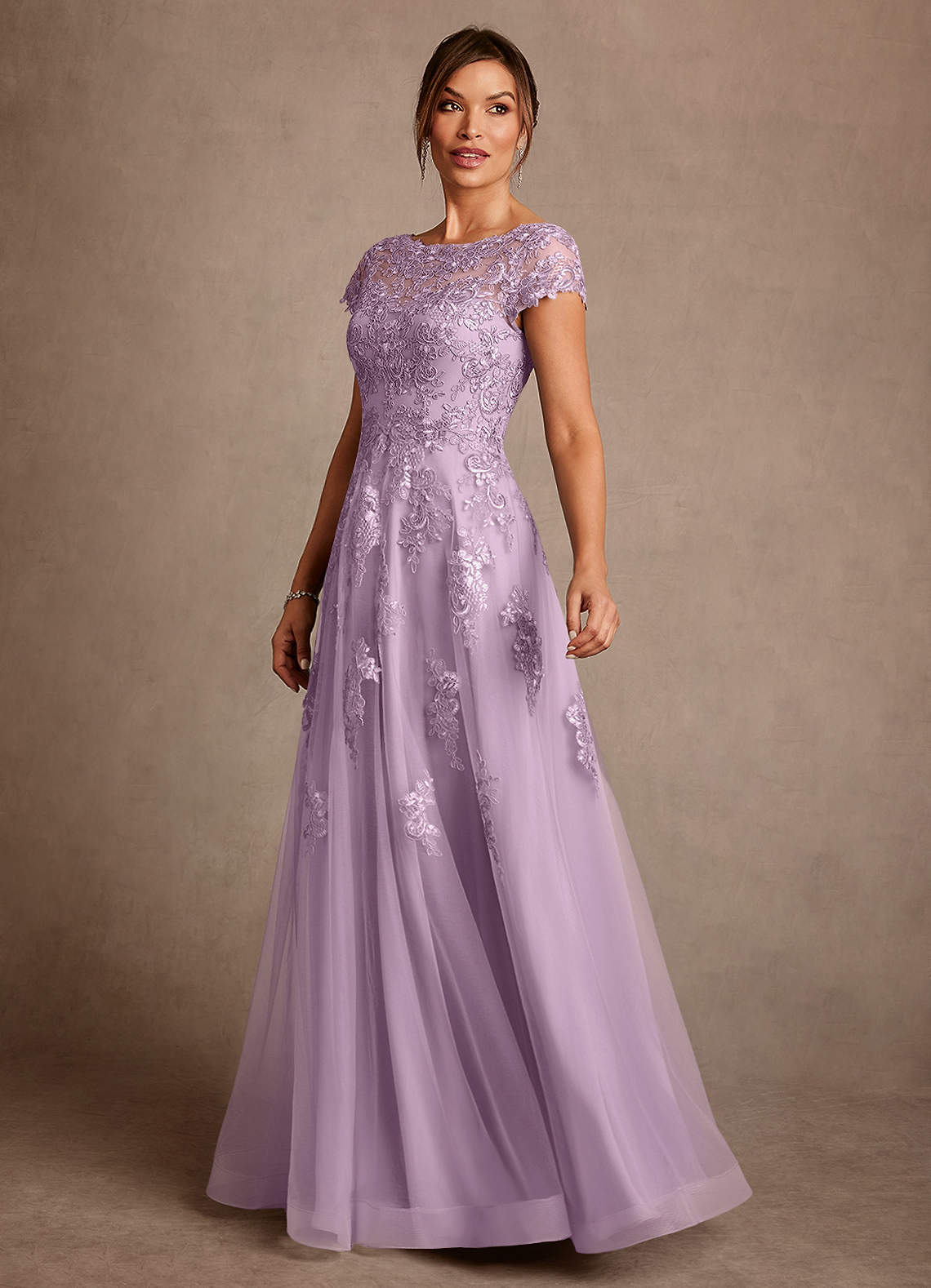 Azazie Jalinda Brudens mor kjoler A-Line Blonde Chiffon Gulv-længde Kjole image3