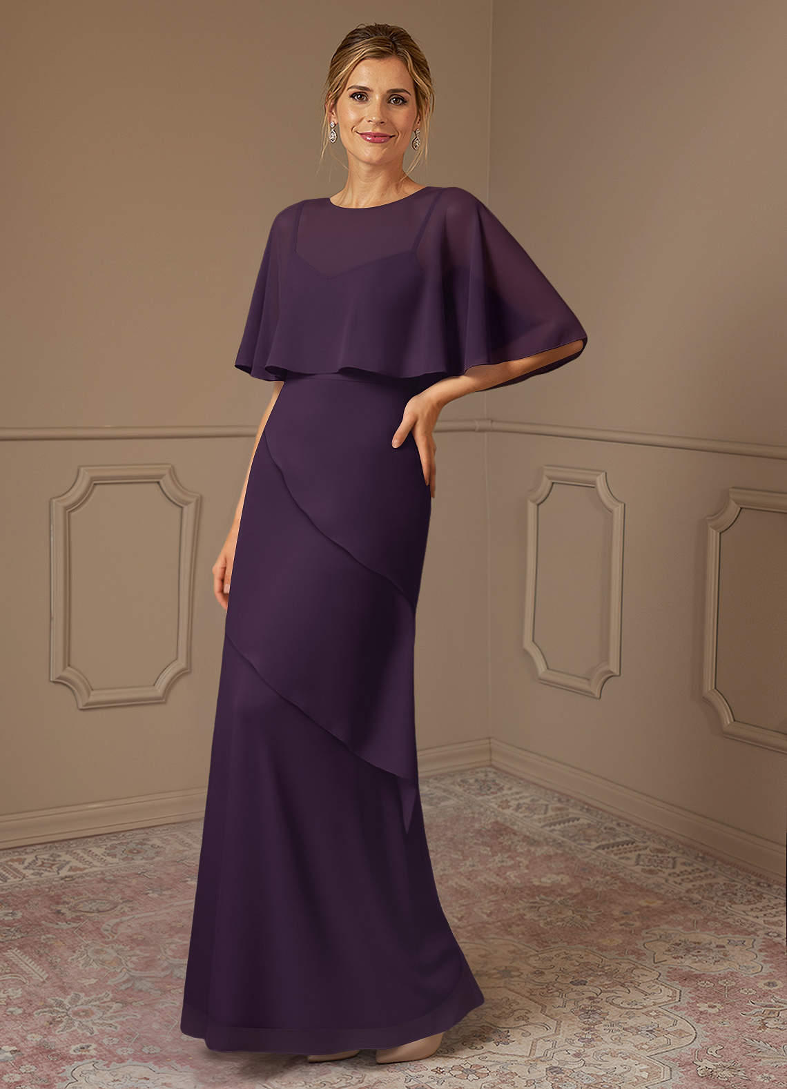 Azazie Bowie Mother of the Bride Dresses Plum A-Line Chiffon Dress image1