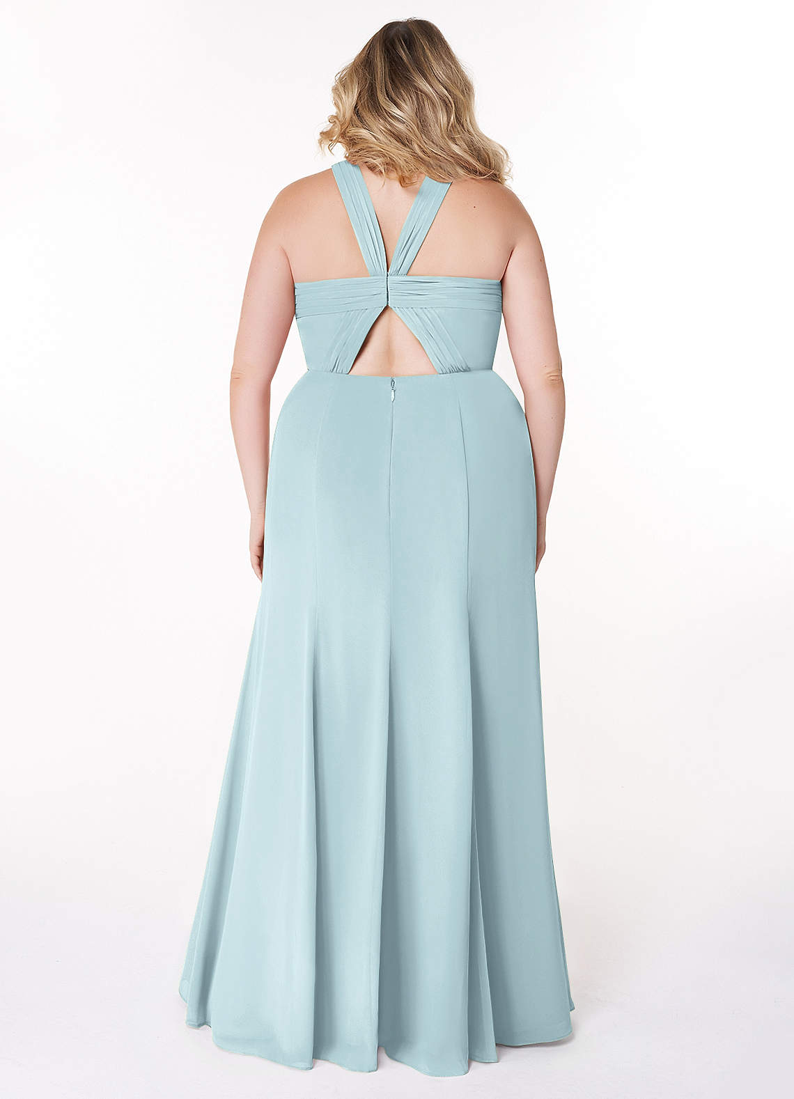Azazie Rue Bridesmaid Dresses Mist A-Line Halter Chiffon Dress image8
