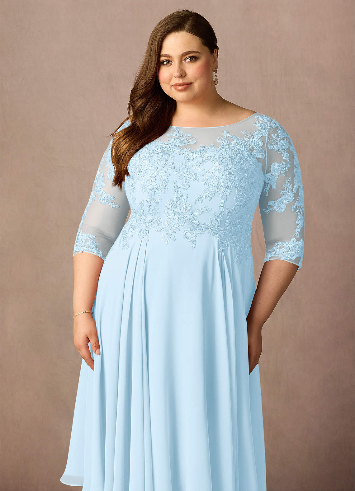 Azazie Marge Mother of the Bride Dresses Sky Blue A-Line Scoop Lace Chiffon Dress image10
