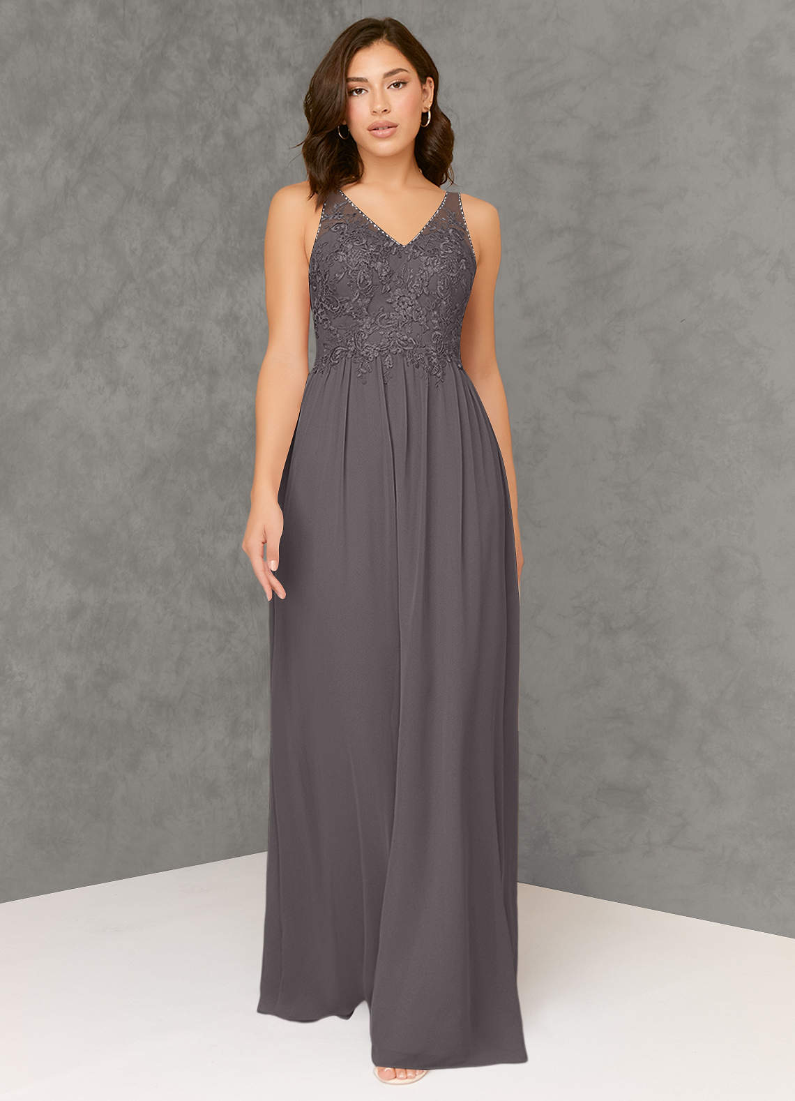 Charcoal Grey Lace Bridesmaid Dresses