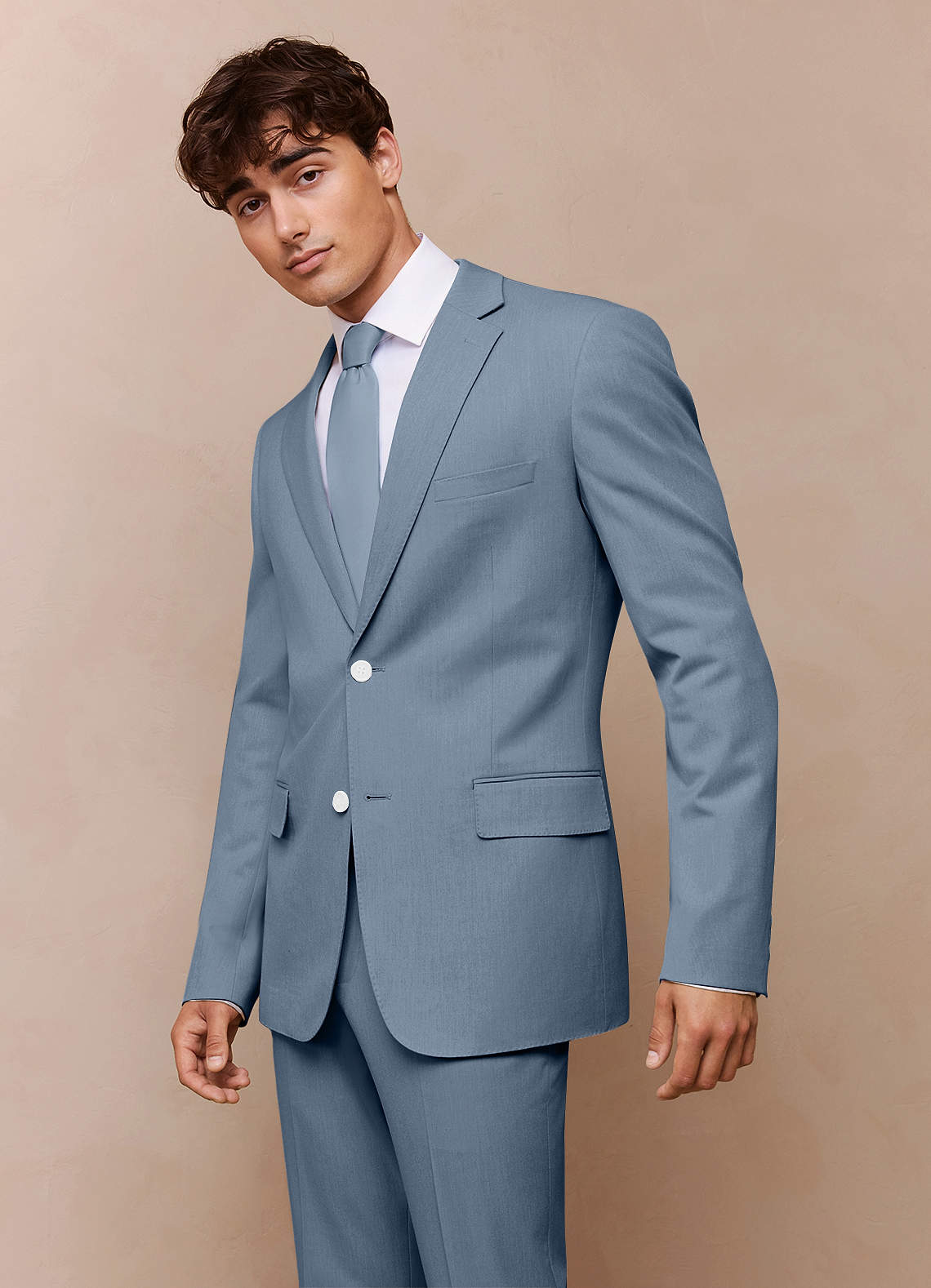 front James Dusty Blue Structured Stretch Suit Jacket
