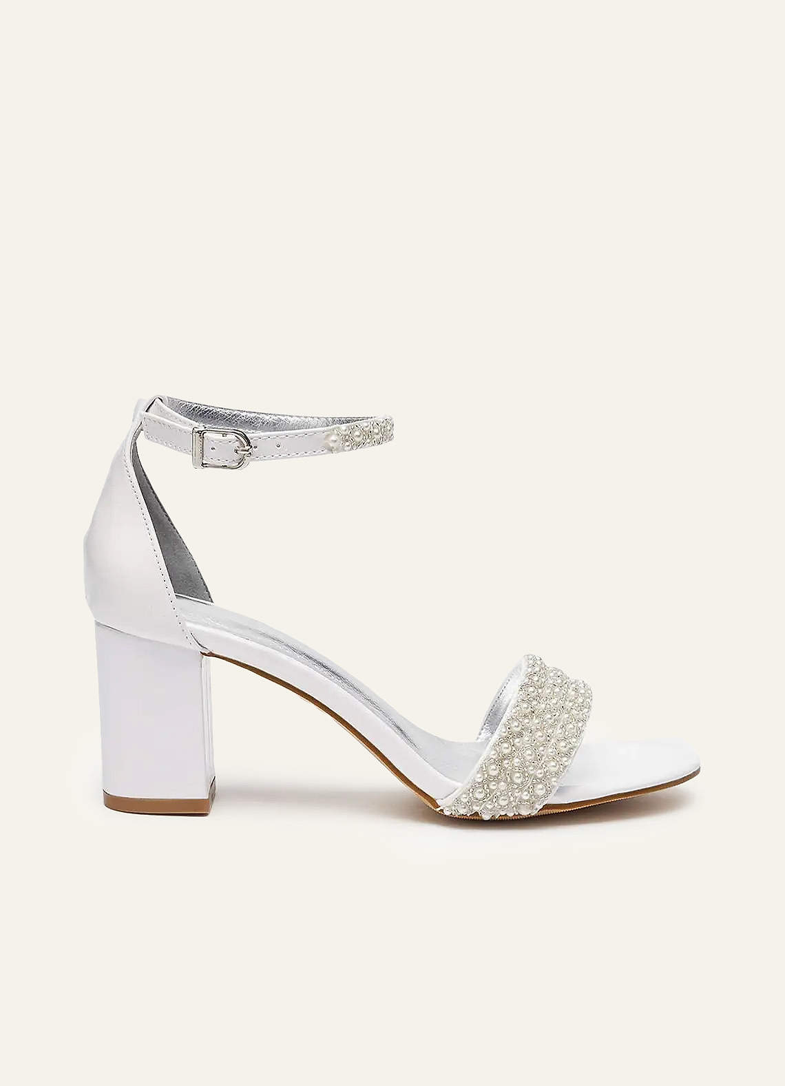front Crystal and pearl Block Heels