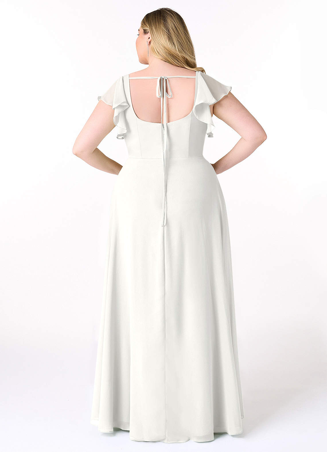 Azazie Bondi Bridesmaid Dresses White A-Line Ruffled Chiffon Dress image7