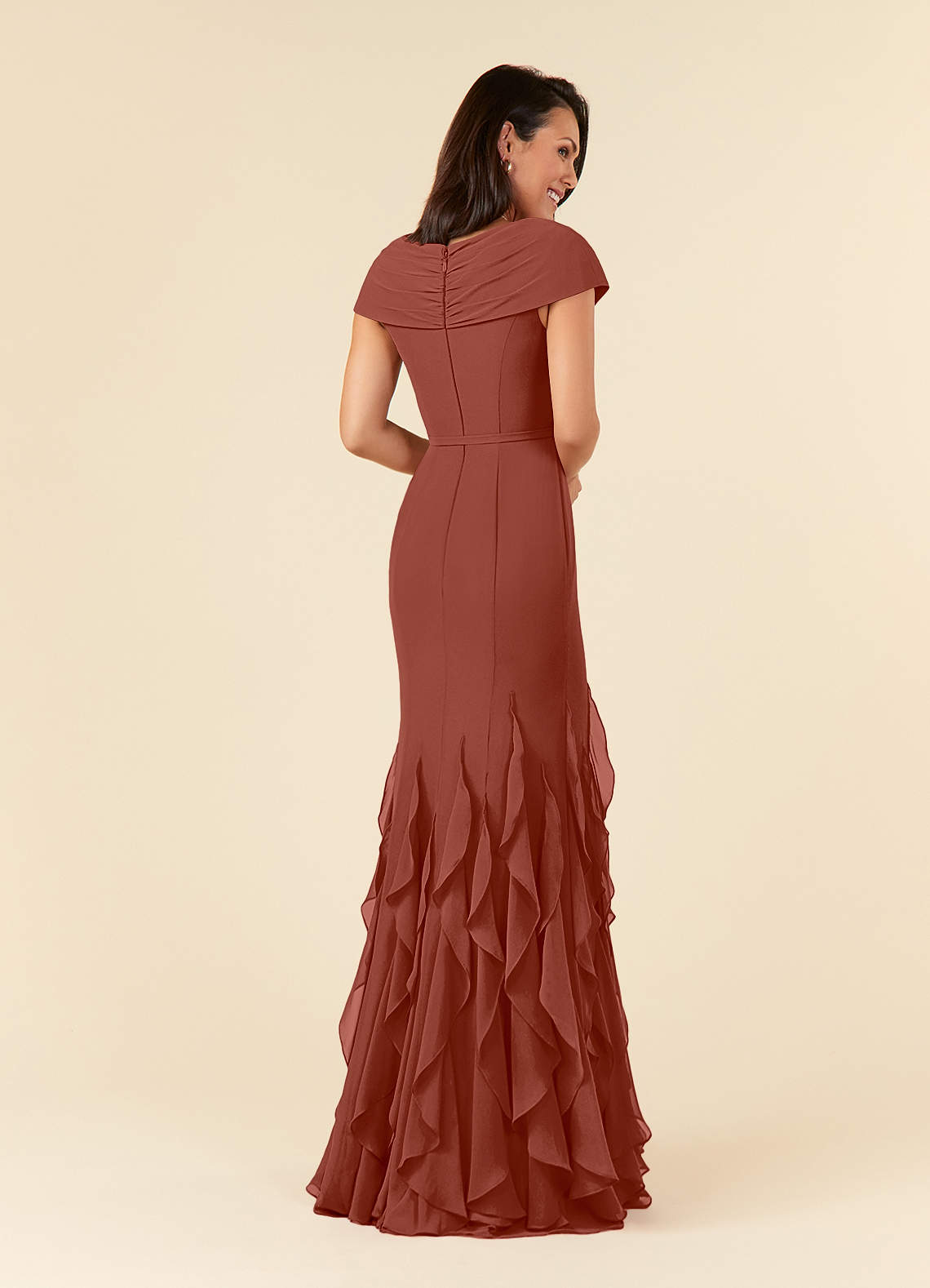 Azazie Bailora Mother of the Bride Dresses Auburn Mermaid Ruched Chiffon Dress image6