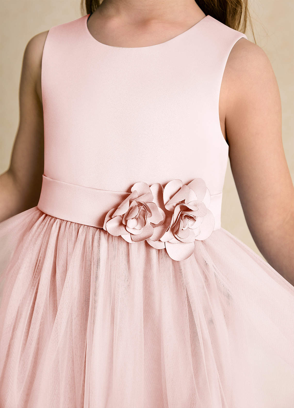 Azazie Miracle Flower Girl Dresses Blushing Pink A-Line Bow Matte Satin Dress image5