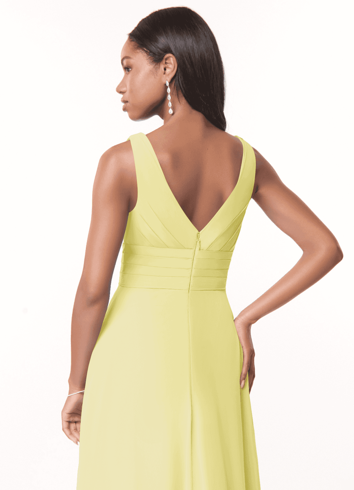 low cut chiffon dress Amoris T713 Long Halter Top Chiffon A-Line Dress Black / XS