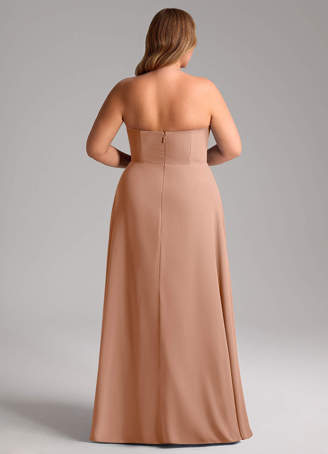 Azazie Wren Bridesmaid Dresses Champagne Rose A-Line Side Slit Chiffon Convertible Dress image14