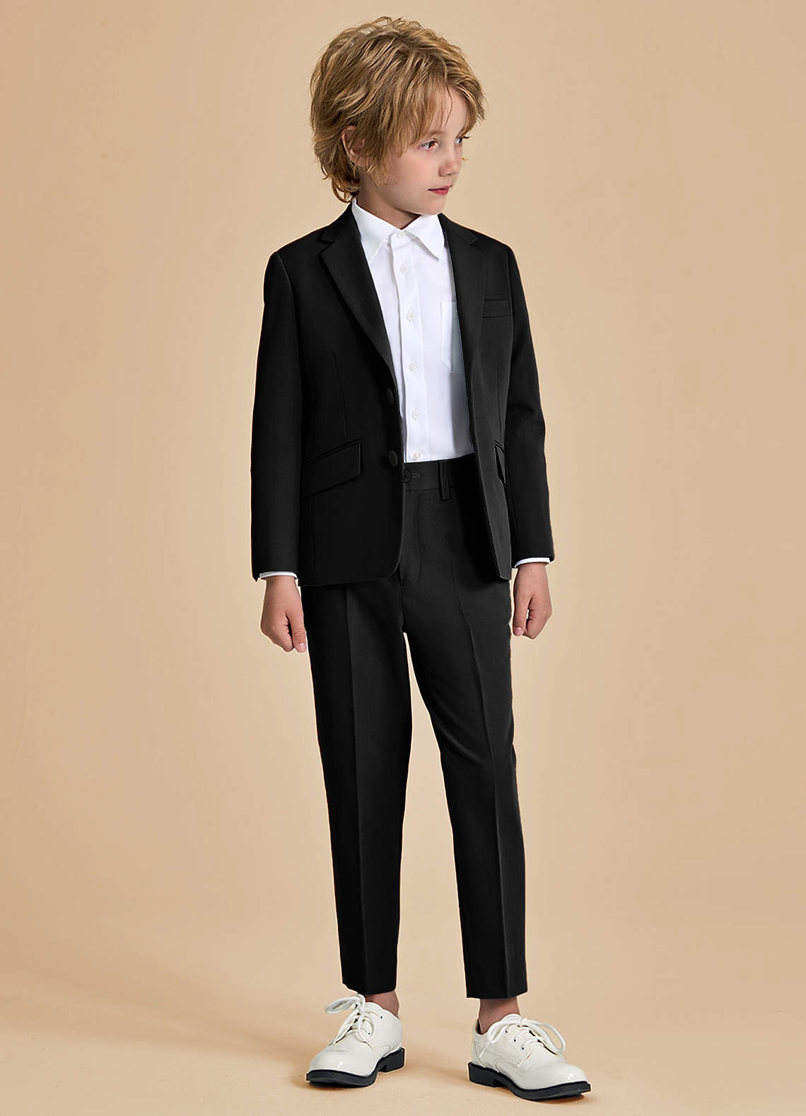 front Oliver Boys Black 2-Piece Suit