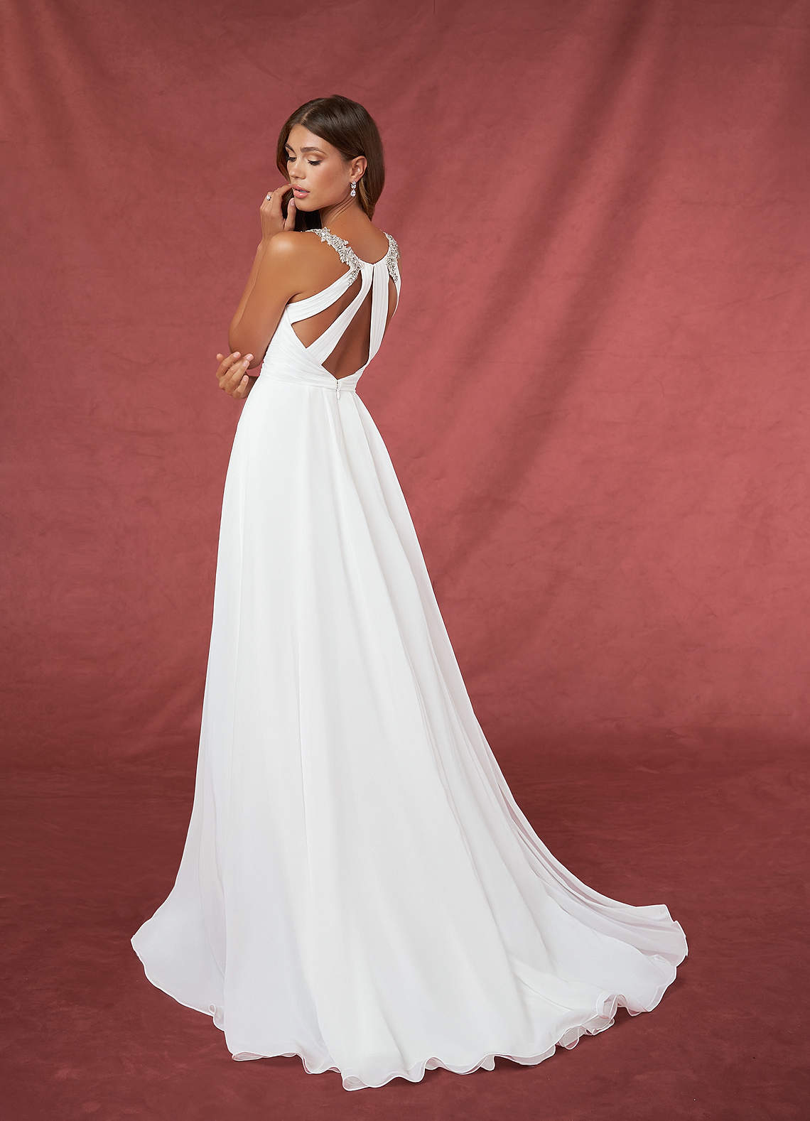 Azazie Belle Wedding Dresses A-Line Sequins Chiffon Sweep Train Dress image1