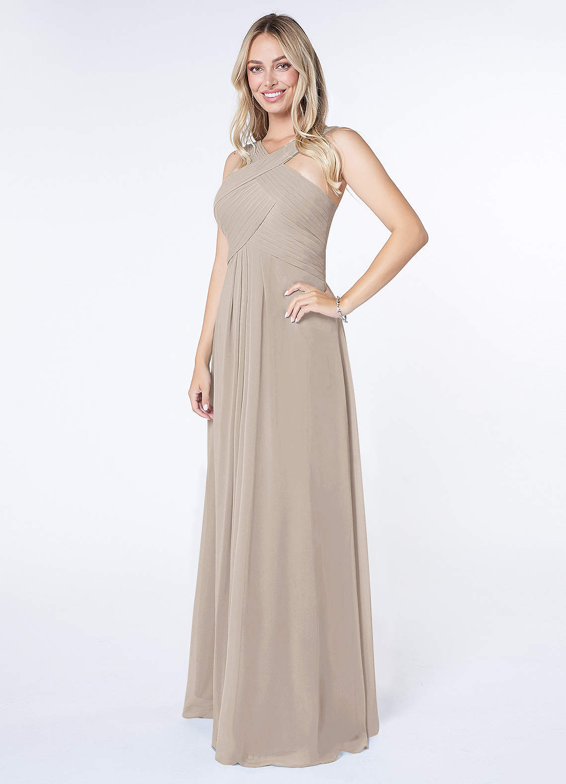 frost color bridesmaid dresses Chiffon Long Royal Blue Bridesmaid Gown with Sleeves – loveangeldress main image 0