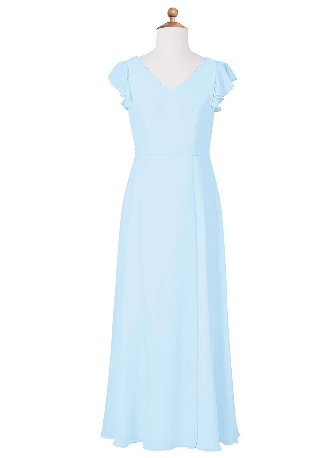 Sky Blue A-Line Pleated Metallic Satin Dress