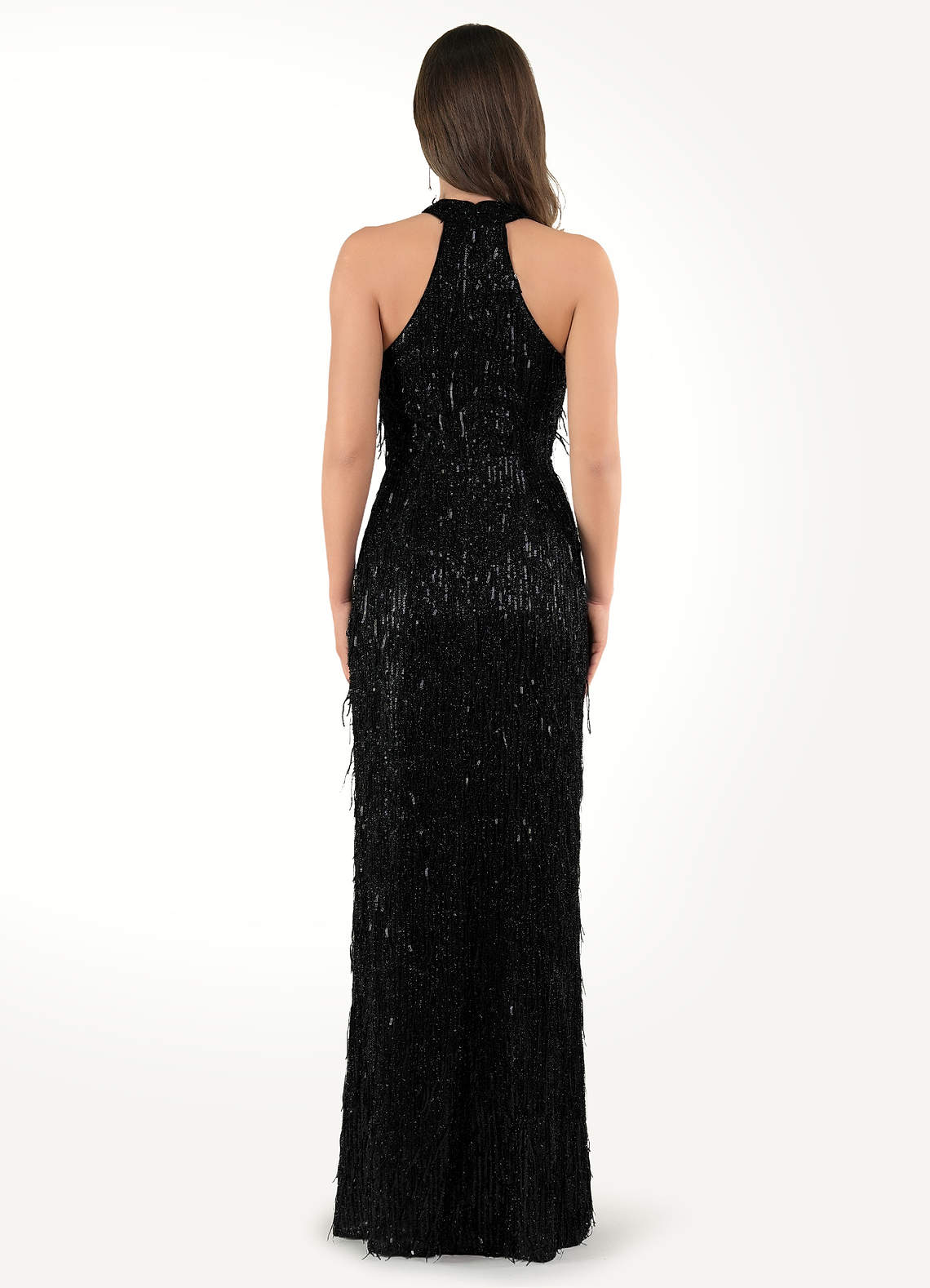Maggie Halter Cut-Out Ruffle Maxi Dress