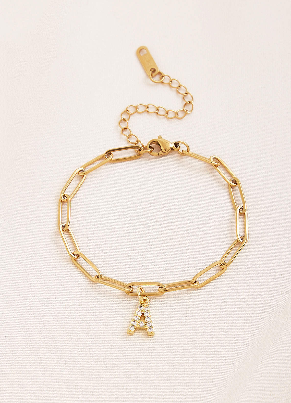 front Initial Letter Bracelet Paper Clip Chain