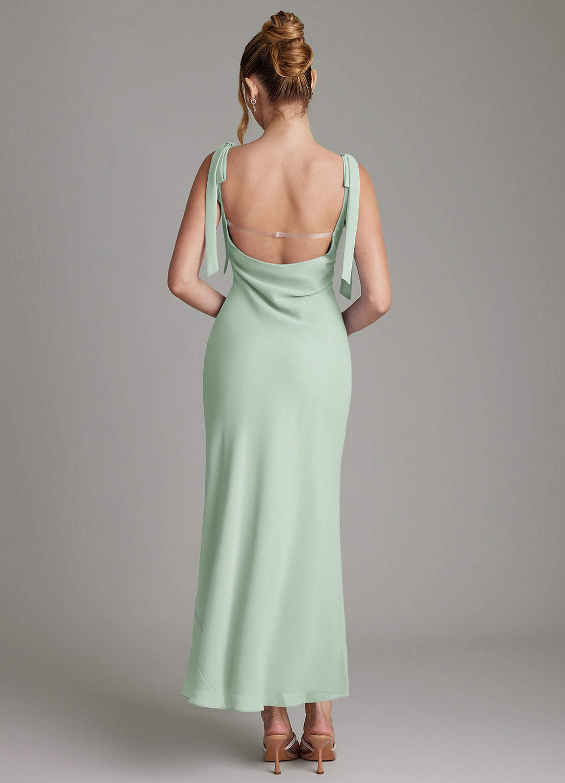 Azazie Luddie Vestidos de madrinha de casamento Vestido Agave de Chiffon de sereia com Arco image4