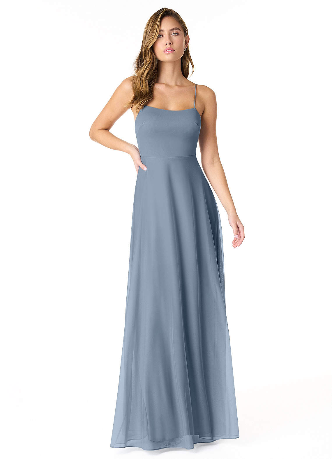 Azazie Rae Robes de demoiselle d'honneur Robe Trapèze en Maille Arc Violet Crépusculaire image1