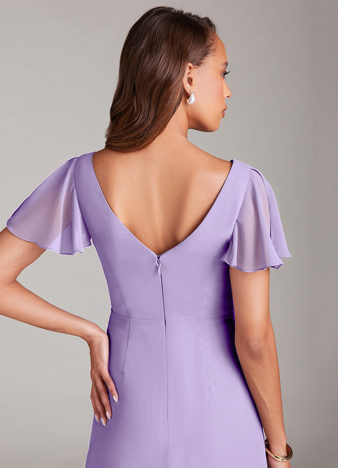Azazie Soren Bridesmaid Dresses Lilac A-Line Ruched Chiffon Dress image6