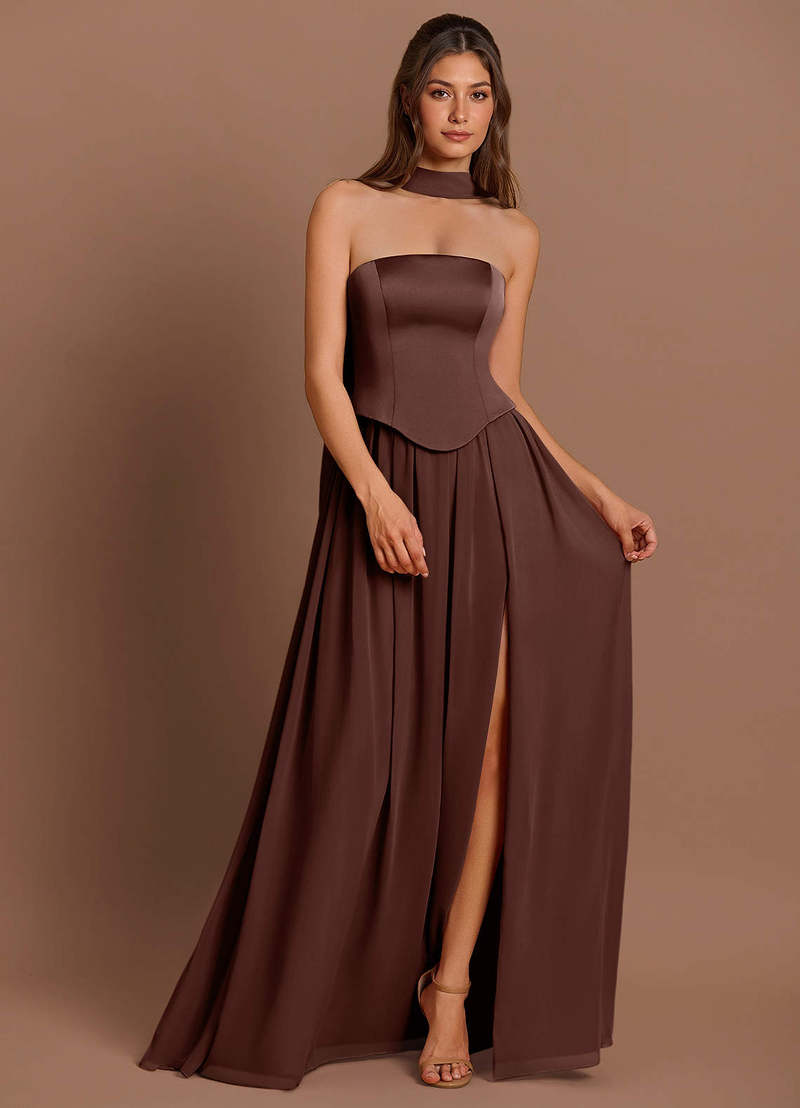 Cadence Mocha Coco Maxi Dress Ready to Ship | Azazie
