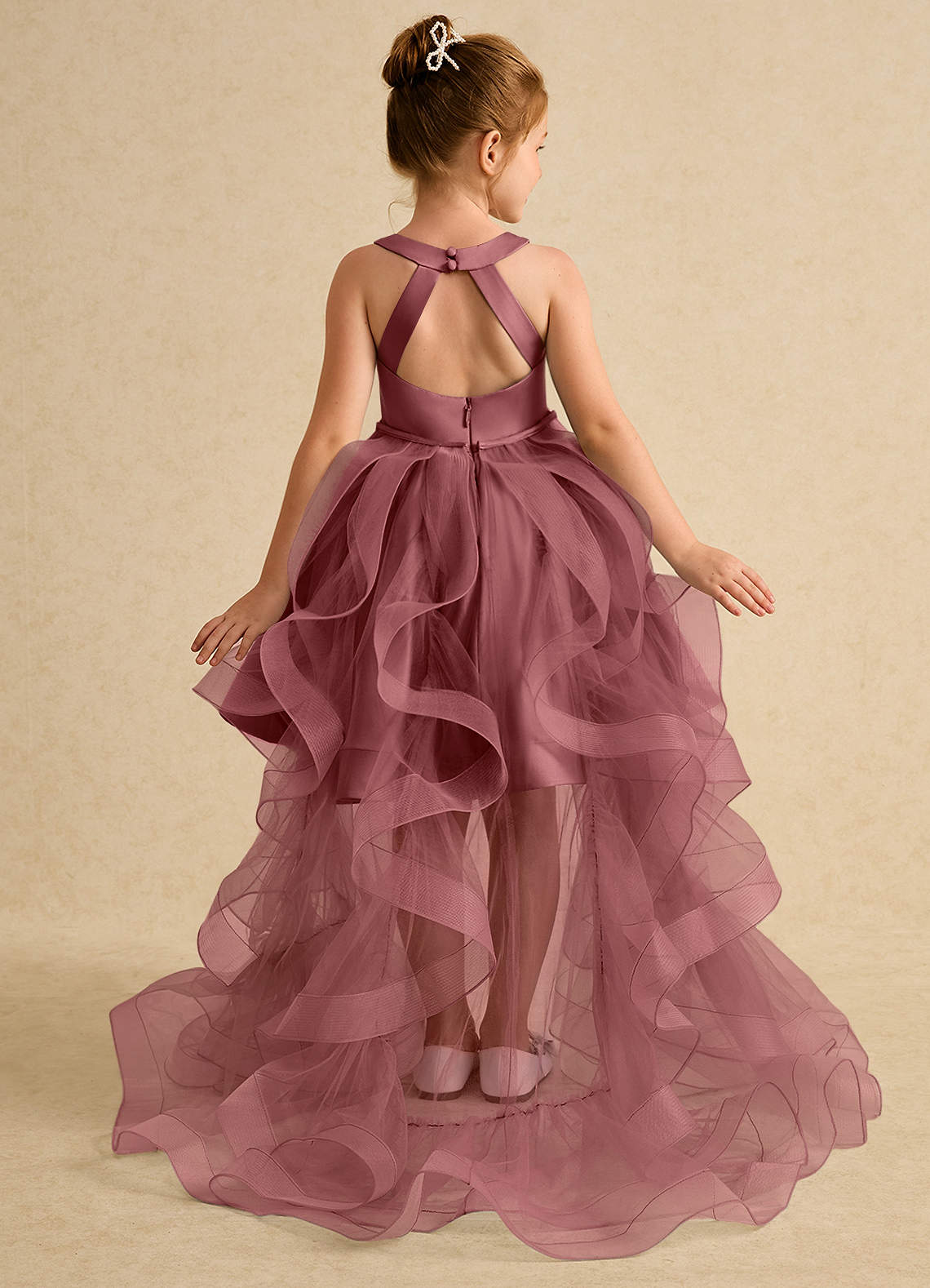 Azazie Julietta Flower Girl Dresses Amethyst Ball-Gown Convertible Tulle Dress image1