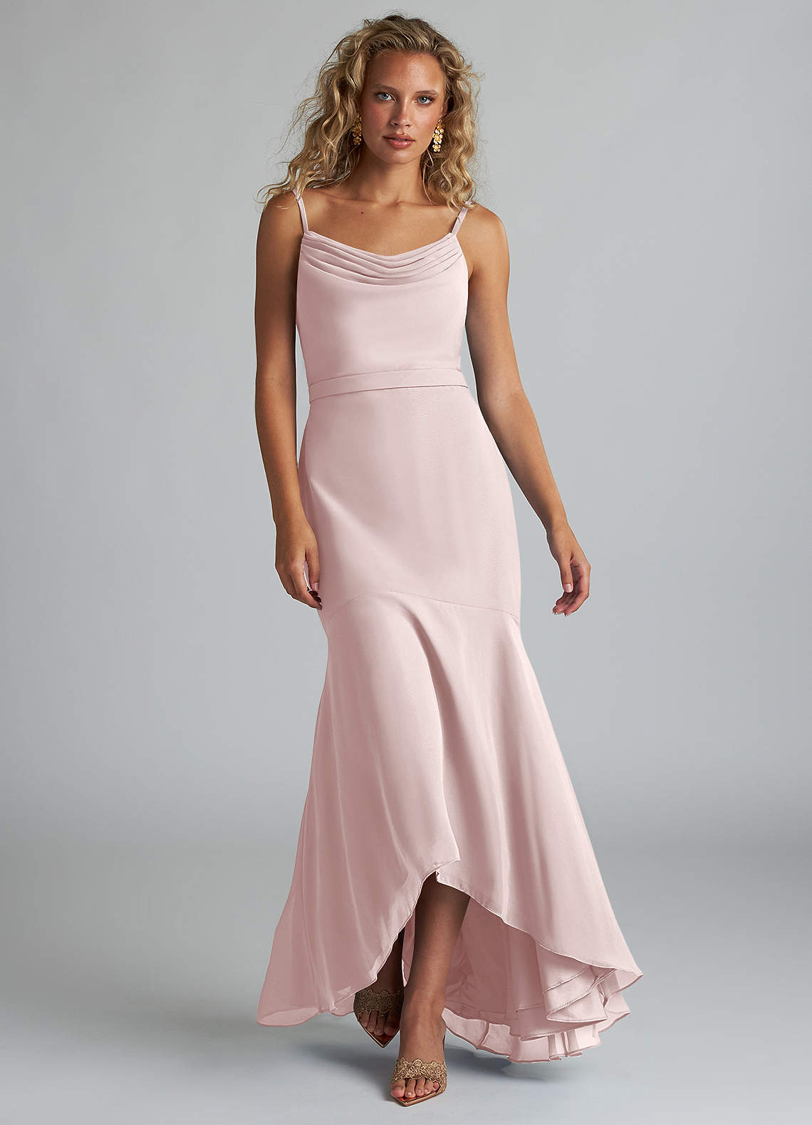 Azazie Summer Ready to Ship Blushing Pink Chiffon Bridesmaid Dresses |  Azazie