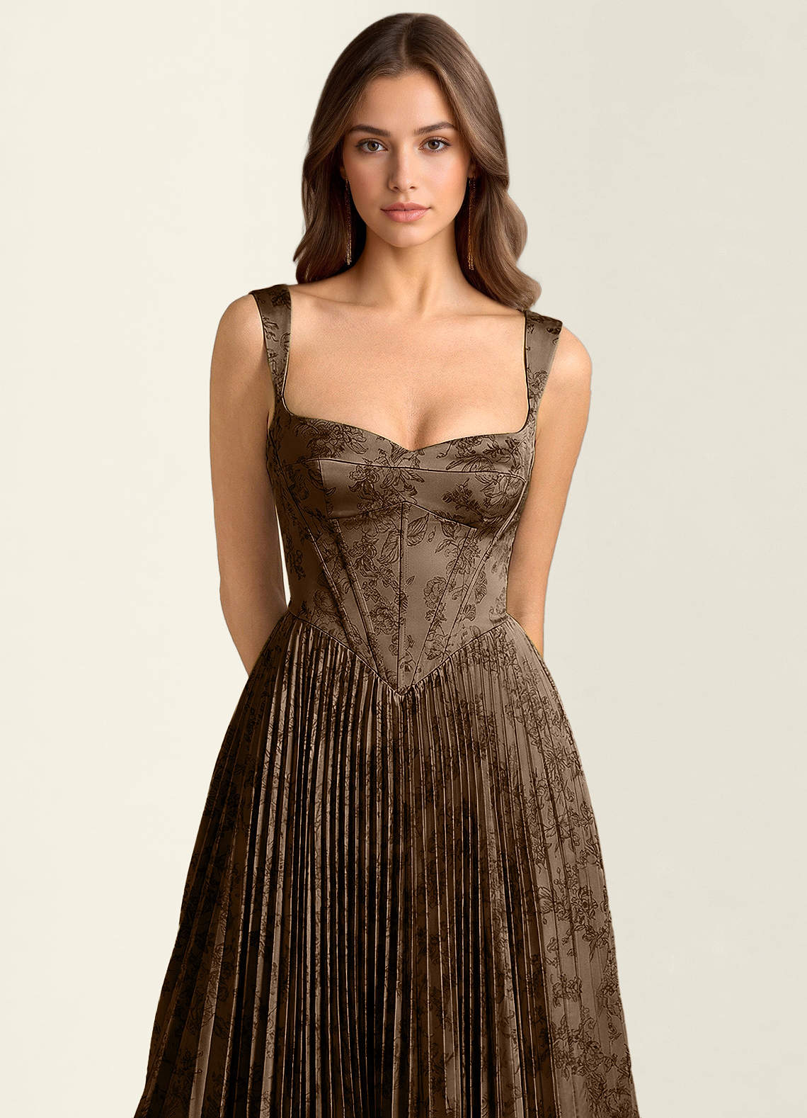 coffee lace dress Coffee Embroidered Lace