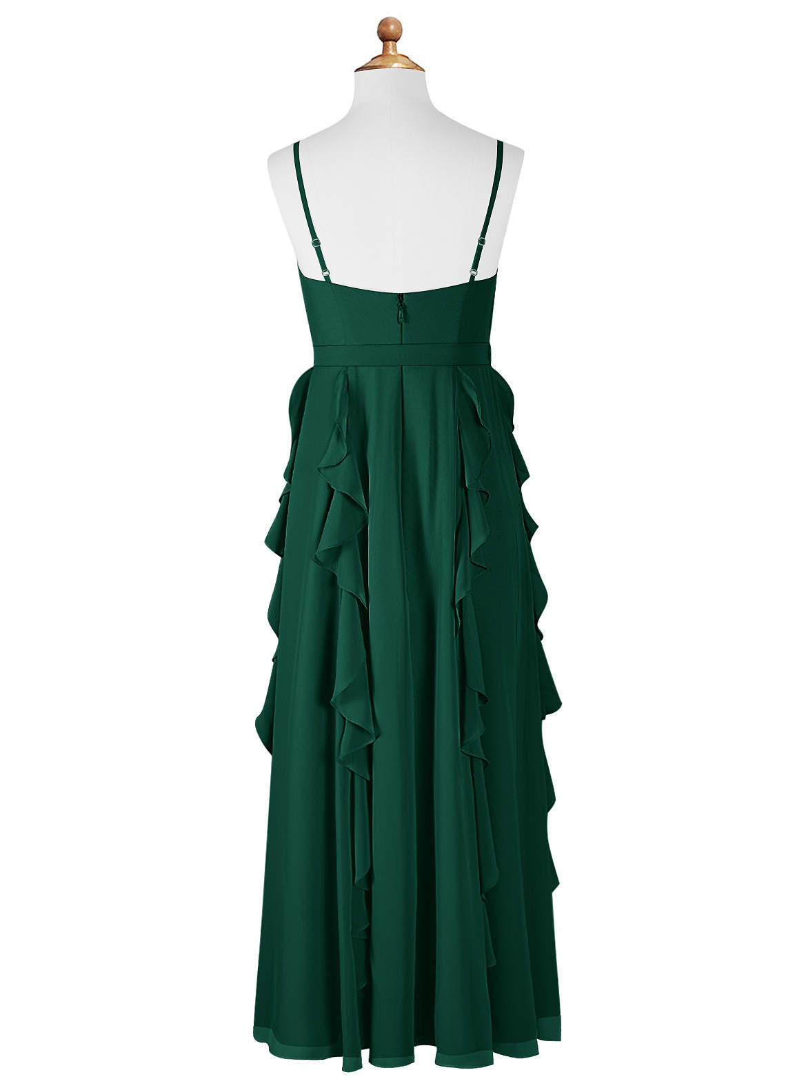 frilly green dress Sage Green Long Glitter Prom Dress with Ruffles Sage / 2 main image 0