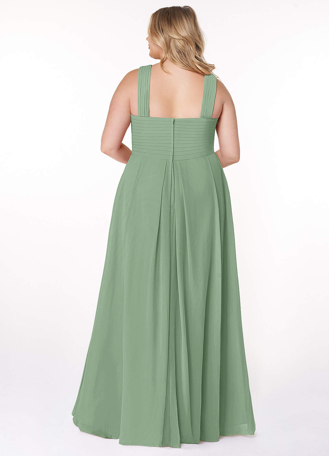Azazie Kaleigh Bridesmaid Dresses Matcha A-Line Pleated Chiffon Dress image7