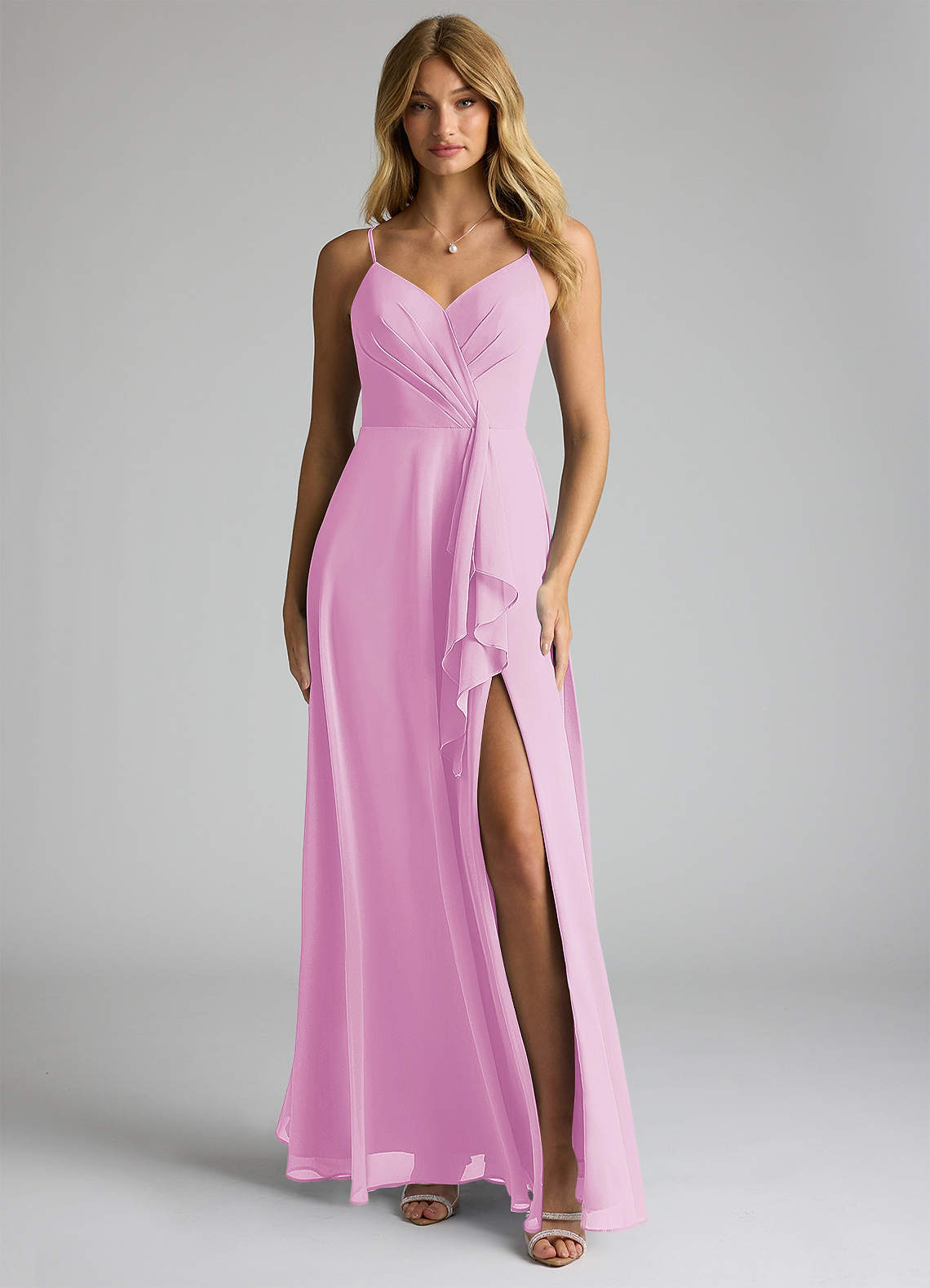 Azazie Akita Abiti da Damigella Abito A-Line in Chiffon Rosa Confetto image1