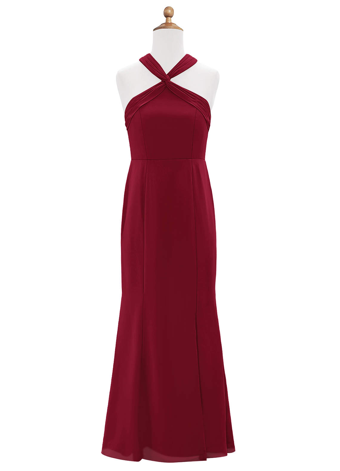 Azazie Rue Junior Burgundy Mermaid Side Slit Chiffon Dress image5