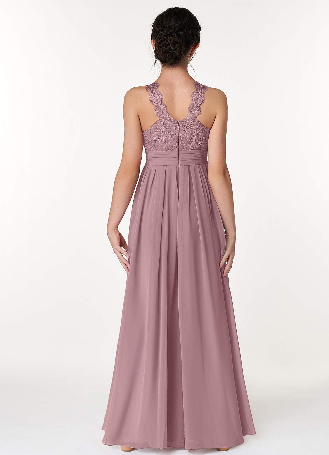 Azazie Colleen A-Line Lace Chiffon Floor-Length Junior Bridesmaid Dress image1
